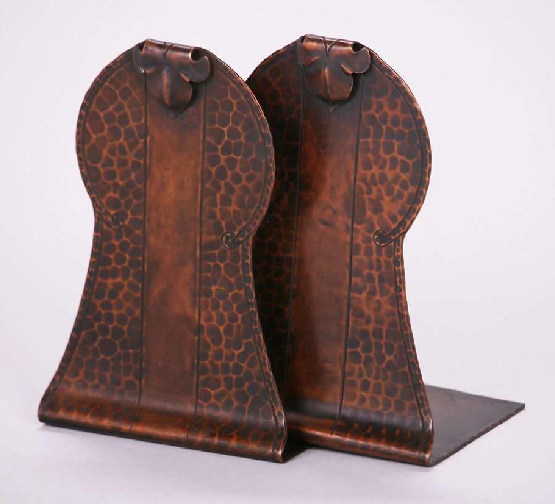 Roycroft Hammered Copper Bookends Curled Leaf Design (1 of 3)