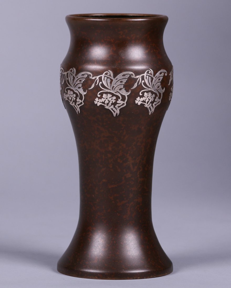 Heintz Sterling on Bronze Butterfly Vase (1 of 3)