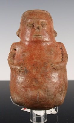 Pre-Columbian Colima fat woman figure 200 BC: Pre-Columbian Colima, Mexico fat woman figure 200 BC - 200 AD. Wearing jewelry very pleasing face. 5 1/4 inches tall. Private CA. Collection obtained in 1950's Guaranteed authentic