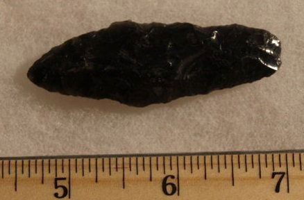 Great Basin Paleo Point obsidian Stermer: Great Basin Paleo Point obsidian 11,000 - 10,000 BC, estate of John Koehler personally field collected by Mr. Koehler in 1940's - 1950's. This point has been inspected and deemed authentic and typed b