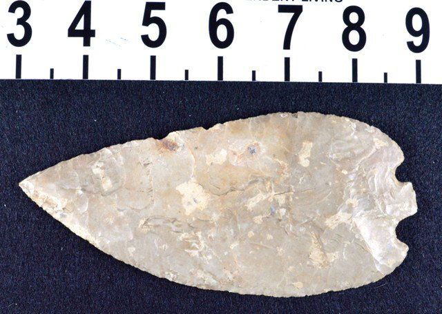 Great Papered Base-Tang Knife Texas, point, COA: Type: Base-Tang Knife Material: Edwards Plateau Chert Length: 5 7/8 inches