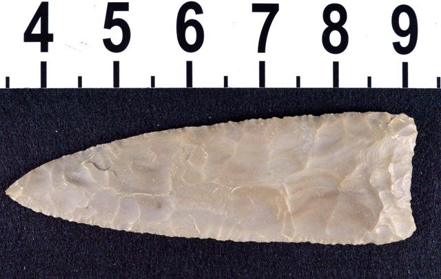 Great Papered Friday Knife Texas, point, COA: Type: Friday Knife Material: Edwards Plateau Chert Length: 5 11/16 inches