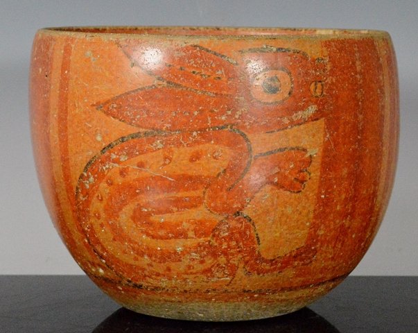 Mayan Polychrome Cylinder - Rabbits: Culture: Pre-Columbian Classification: Mayan Copan, Honduras Western Region Date: 600 AD - 850 AD