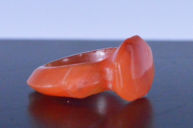 Ancient Roman Carnelian Childs ring: Roman 200 BC - 200 AD A beautifully carved and polished carnelian childs ring size 1+, decorative ring with plain bezel. Provenance: Ex- John Hibner, acquired in Turkey during military service 1960's