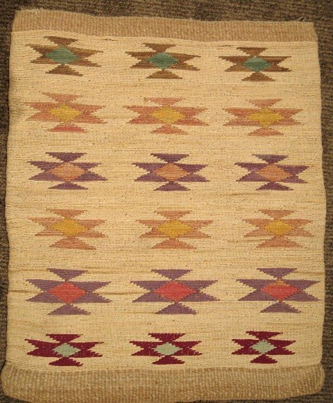 Large, Early Plateau Native American corn husk bag: Plateau / Nez Perce polychrome corn husk bag Size: 19 inches tall & 15 1/2 inches wide Description: A very nice American Indian turn of the century corn husk bag. A nice old back possibly Nez Perce, v