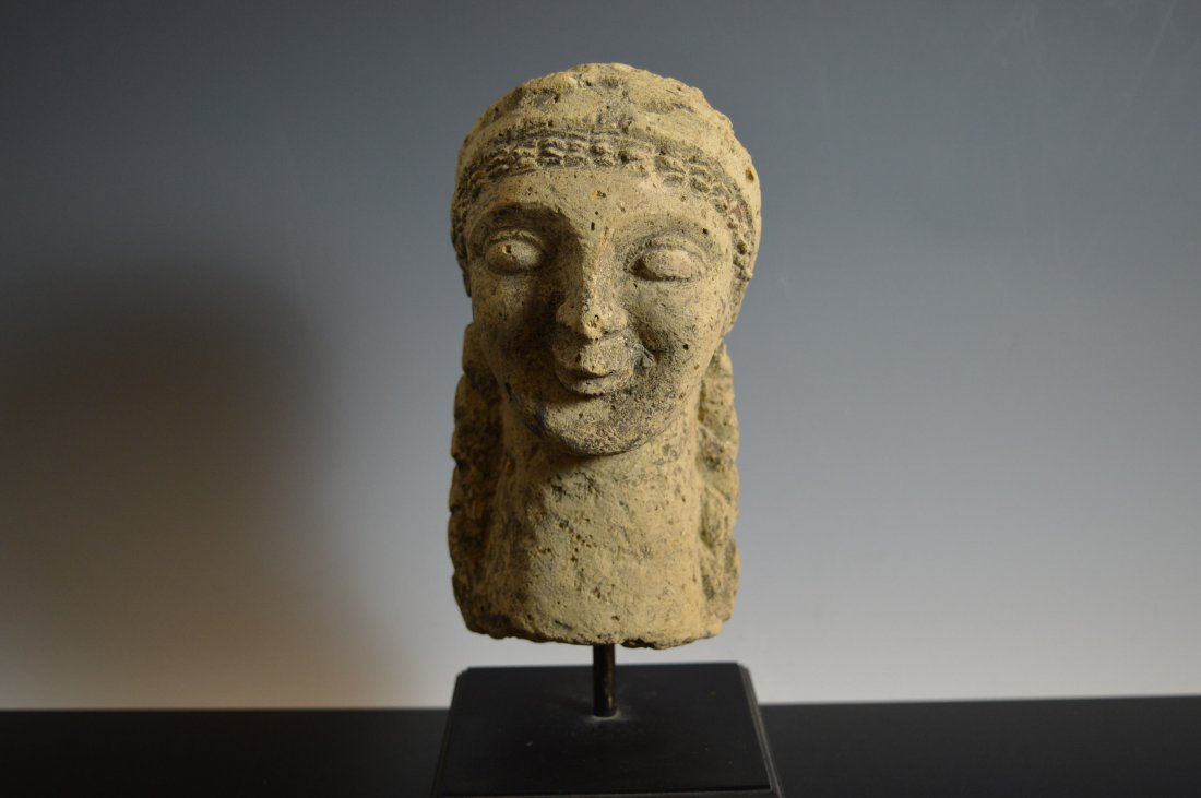 Cypriot Limestone Female Head 600 BC (1 of 9)