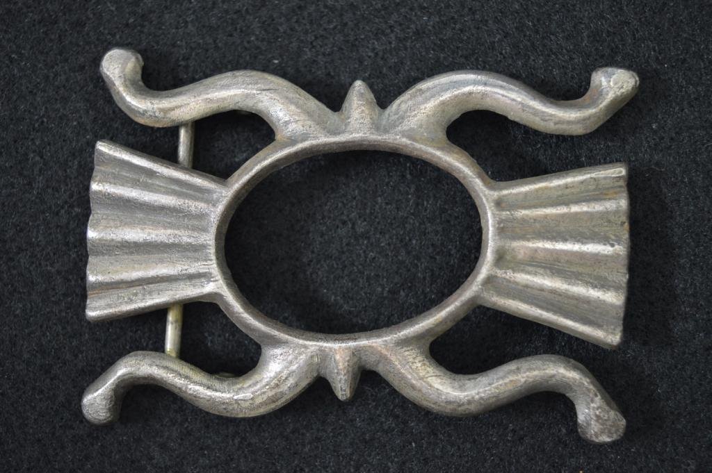 Navajo Sandcast Silver Belt Buckle: Navajo Sandcast Silver Buckle, early design. FROM THE ESTATE OF JOHN KOEHLER. Mr. Koehler, an avid collector, had, at one time, purchased a defunct "Indian Trading Post" simply for the inventory - Ana