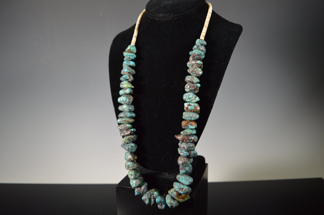 Santo Domingo Nugget Necklace - Turquoise and Shell (1 of 4)