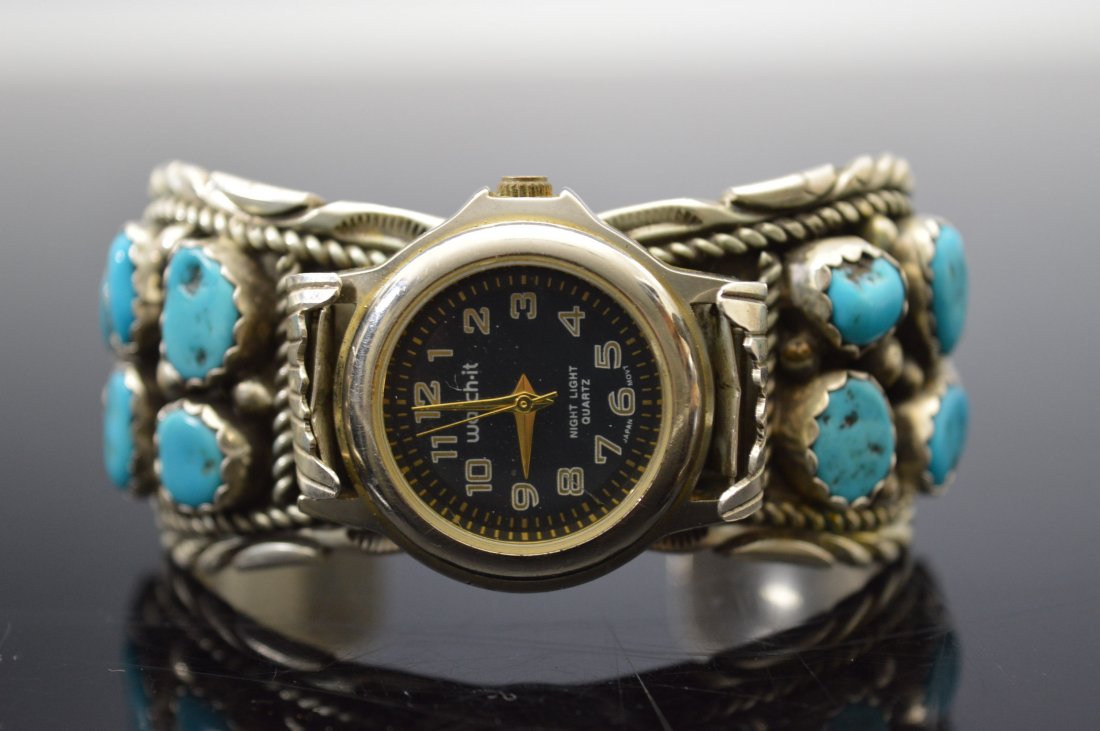 Navajo Silver and Turquoise Watch Band (1 of 4)