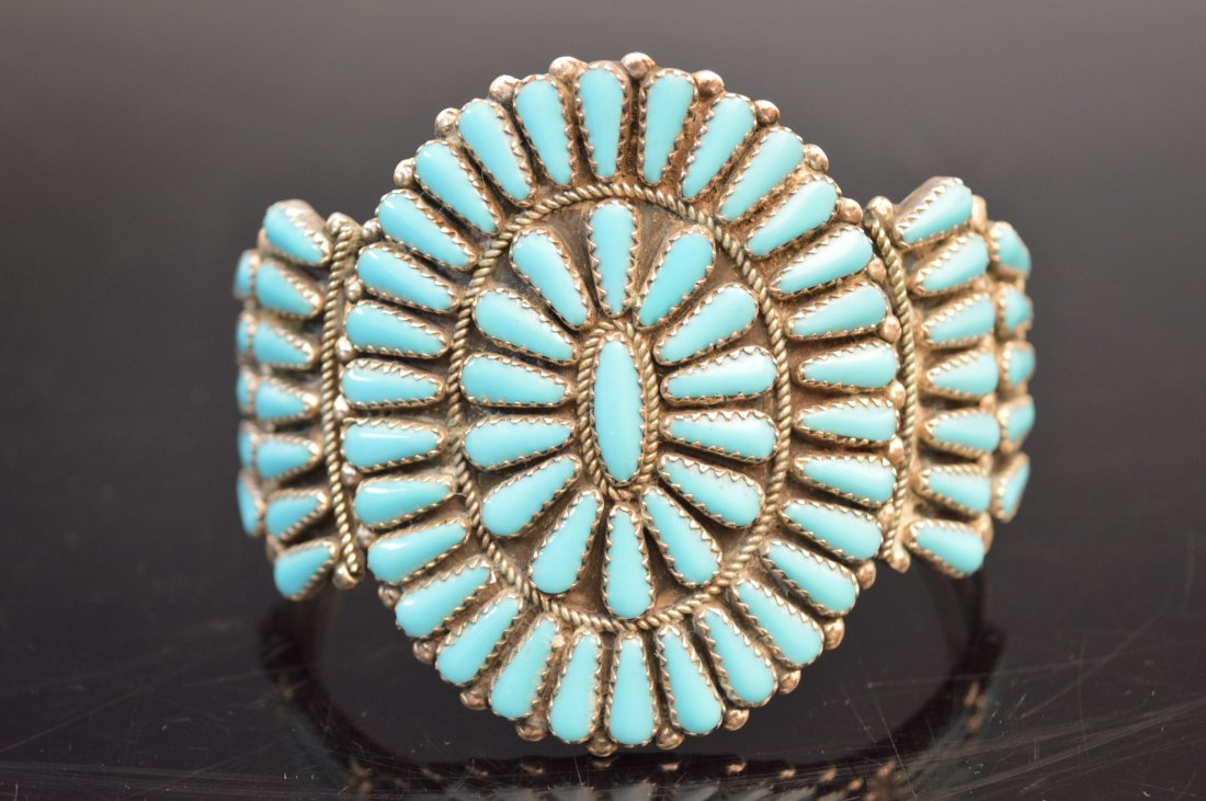 Zuni Cluster Bracelet, Stabilized Turquoise (1 of 4)