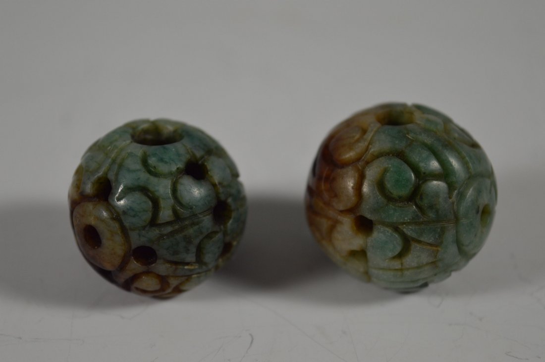 19th Century Chinese carved jade beads Qing Dynasty (1 of 3)