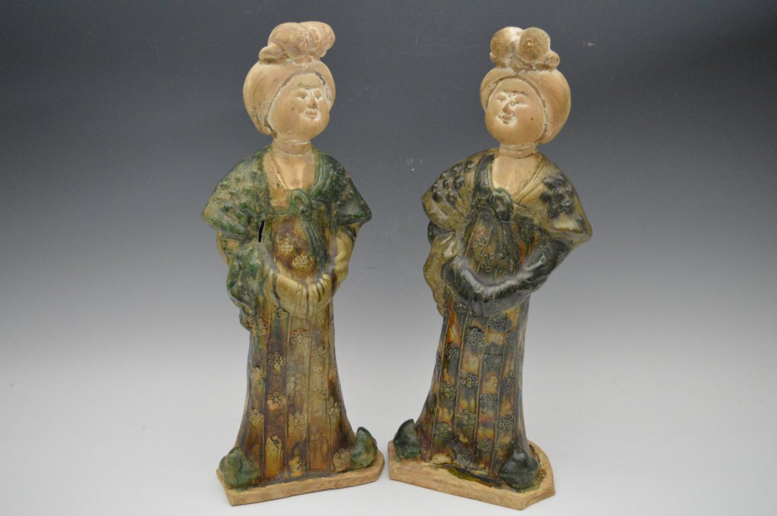 Pair Tang Glazed Pottery Fat ladies Figures (1 of 5)