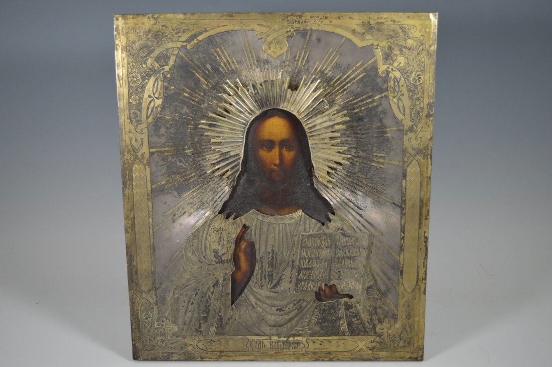 A RUSSIAN ICON OF CHRIST PANTOCRATOR, 19TH C. (1 of 6)