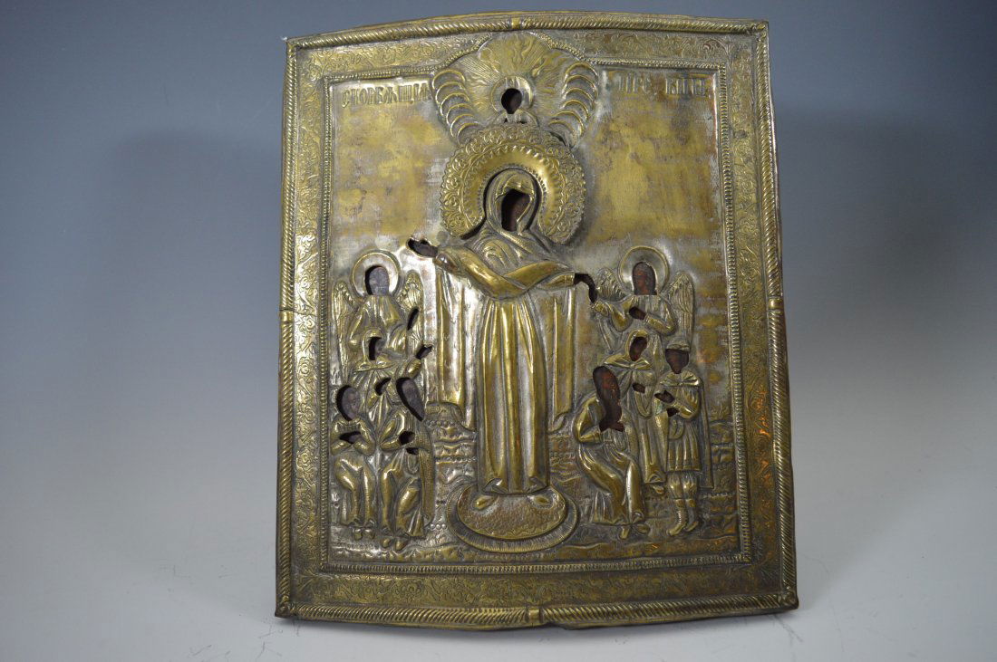 RUSSIAN ICON, MOTHER OF GOD, 19TH C. (1 of 4)