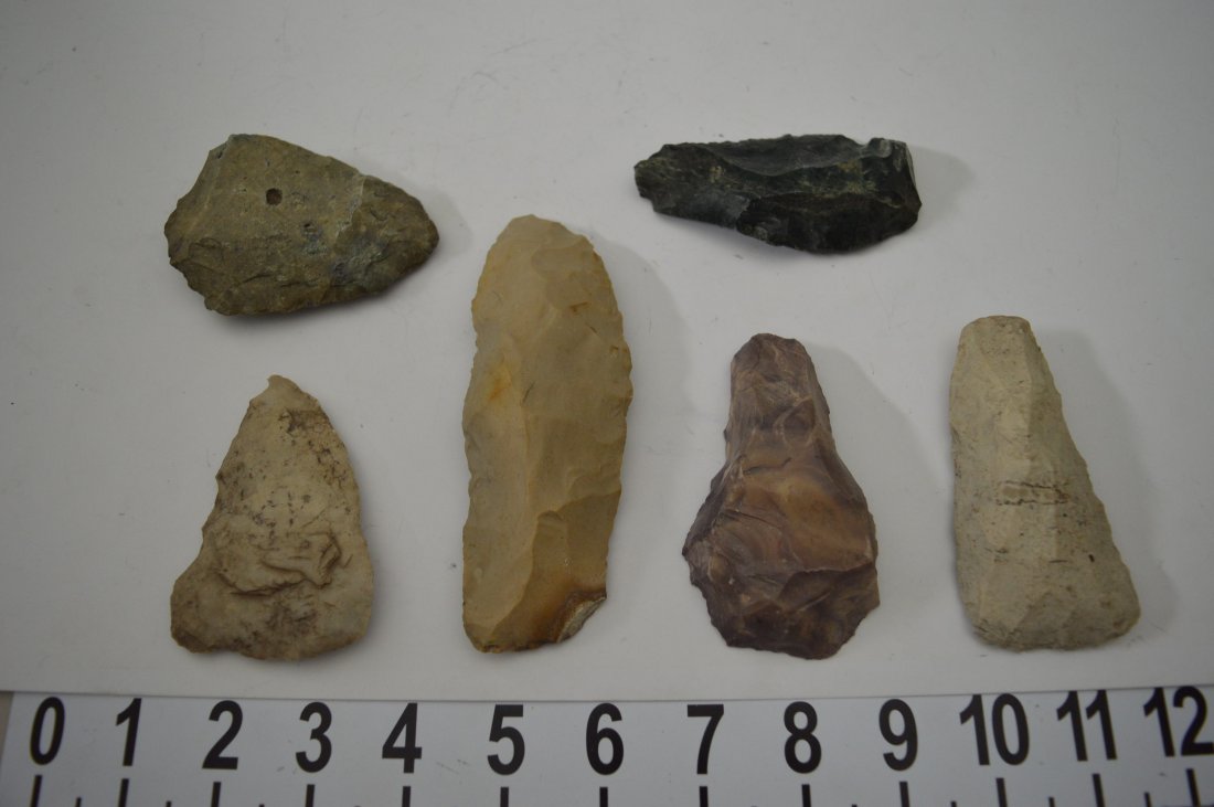 6 Early Man hand axes pre-historic artifacts (1 of 2)
