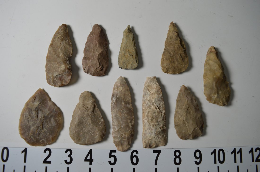 Texas ancient arrowheads 10 knives / Scrapers (1 of 2)