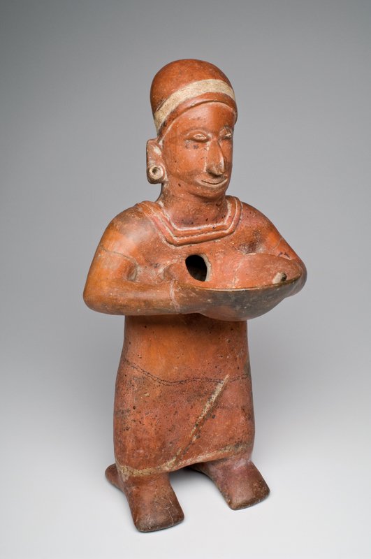Large Colima Pijuamo Standing Figure Carrying a Bowl (1 of 3)