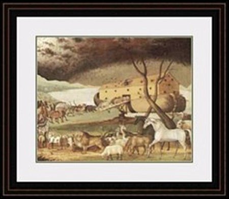 NOAH'S ARK BY EDWARD HICKS: LITHOGRAPH, IMAGE SIZE: 20X16", FRAMED: 29 7/8X25 7/8"ALL ITEMS COME UNFRAMED, FRAMING AVAILABLE AT ADDITIONAL COST.