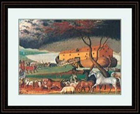 NOAH'S ARK, 1846 BY EDWARD HICKS: LITHOGRAPH, IMAGE SIZE: 27 15/16X20 11/16", FRAMED: 38 3/4X31 1/2"ALL ITEMS COME UNFRAMED, FRAMING AVAILABLE AT ADDITIONAL COST.
