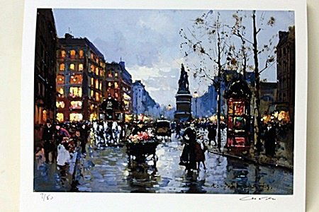Limited Edition " Place de Clichy " By Cortes. (31O): Limited Edition By Edouard Cortès was born in Lagny, France on April 26, 1882. During his early lifetime, Paris was the center of the art world. Artist from across the globe traveled there to study a