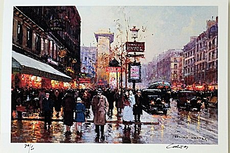 Limited Edition " Boulevard Bonne Nouvelle" By Cortes.: Limited Edition By Edouard Cortès was born in Lagny, France on April 26, 1882. During his early lifetime, Paris was the center of the art world. Artist from across the globe traveled there to study a