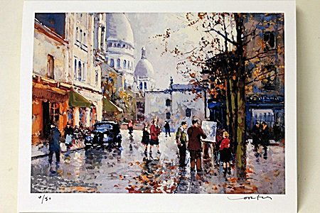 Limited Edition " Place du Tertre " By Cortes. (29O): Limited Edition By Edouard Cortès was born in Lagny, France on April 26, 1882. During his early lifetime, Paris was the center of the art world. Artist from across the globe traveled there to study a