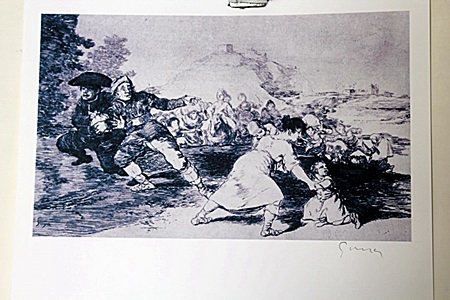 Signed Lithograph by Goya (36AO): Signed Lithograph, in the manner of Goya a Spanish romantic painter and printmaker regarded both as the last of the Old Masters and the first of the moderns. Goya was a court painter to the Spanish Cr