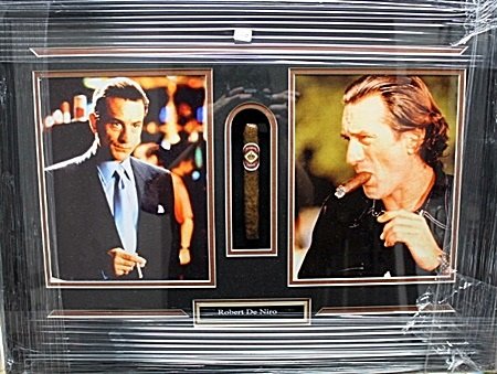 Framed Robert De Niro Memorabilia (41EO): Framed Robert De Niro Memorabilia with cigar approx. 18"x24" Each Item is Made one of a kind in the US to order and may vary slightly from image.