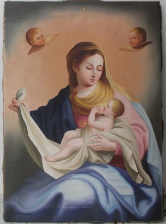 Oil on Canvas by Jose Campeche: Oil on Canvas, Hand Signed by the artist, Approx. Size 27 1/2" x 19 1/2" in.