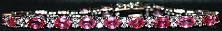 Beautiful Pigeon Blood Rubies with White Sapphires: Beautiful Pigeon Blood Rubies with White Sapphires Sterling Silver Bracelet. Natural Gemstones twt approx. 15cts.