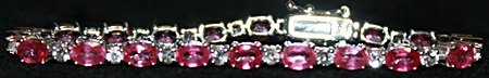 Gorgeous Pigeon Blood Rubies with White Sapphires: Gorgeous Pigeon Blood Rubies with White Sapphires Sterling Silver Bracelet. Natural Gemstones twt approx. 15cts.