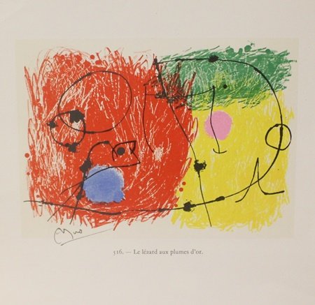 Lithograph "Le Lezard Aux Plumes D'or" by Joan Miro: Lithograph "Le Lezard Aux Plumes D'or" by Joan Miro (119ZM) signed, size approx. 12 x 10 in. Joan Miro, (04/20/1893 - 12/25/1973) Was Catalan Spanish Painter, Sculptor and ceramicist born in Barcelona