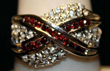 Fancy Rubies & Diamond Chips SS Ring.: Fancy Rubies & Diamond Chips SS Ring. Sterling Silver Ring with Rubies twt approx. 1ct & Diamonds approx. .25ct VS1 Color G.