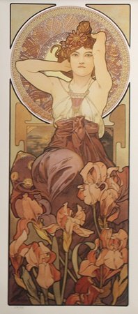 Lithograph "L'Amethyste" After Alphonse Mucha (188A): Lithograph "L'Amethyste" After Alphonse Mucha; , plate signed, size approx. 32 x 14 in. Alfons Maria Mucha (24 July 1860 – 14 July 1939), often known in English and French as Alphonse Mucha, was a�