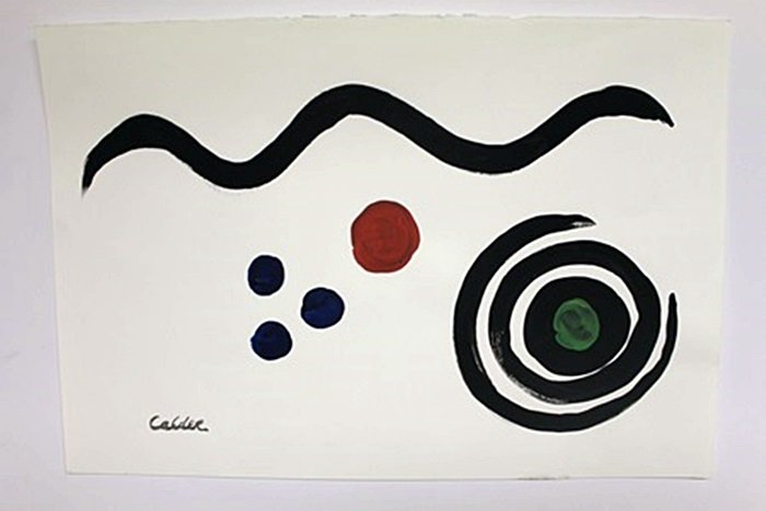 "Balance" By Alexander Calder: Original, Mixed Media on Paper, Signed by the artist, Approximately 15 x 22 In.