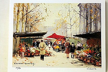 Limited Edition " Flower Seller At The Madeleine " By: Limited Edition By Edouard Cortès was born in Lagny, France on April 26, 1882. During his early lifetime, Paris was the center of the art world. Artist from across the globe traveled there to study a