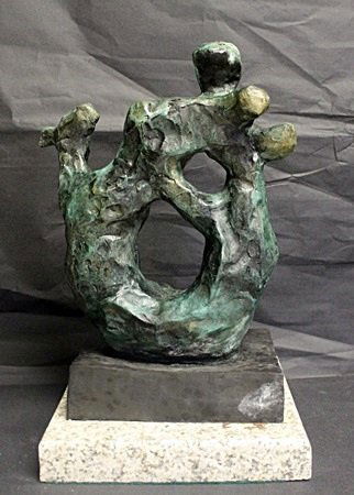 Patina Bronze Recast Sculpture After Jacques Lipchitz: Patina Bronze Recast Sculpture After Joan Miro. Limited Edition, Signed, size approx. 12 1/2 x 7 1/2 x 7 1/2 in.