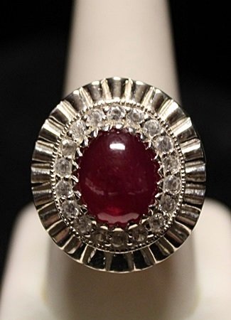 Gorgeous Ruby with White Sapphires SS Ring (18ZR): Gorgeous Ruby with White Sapphires SS Ring (18ZR) Gemstones twt approx. 7 cts., Sterling Silver.