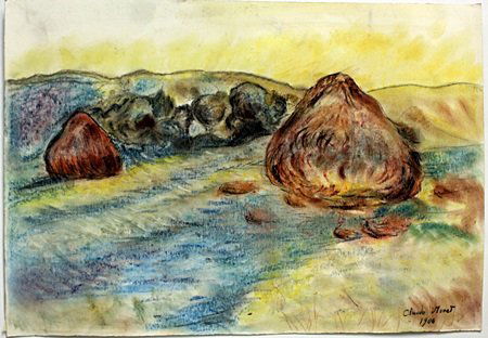 Original Pastel on Paper by Claude Monet: Original, Pastel Drawing on Paper, Hand Signed, Size Approx. 14" x 19 1/2" in.