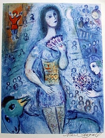 Lithograph by Marc Chagall: Lithograph by Marc Chagall, Pencil Signed, Size Approx. 11 x 14 In.