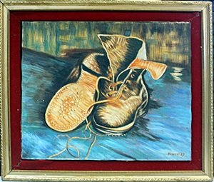 Oil Painting on Canvas by Vincent Van Gogh: Oil Painting on Stretched Canvas, Hand Signed by the artist, Size Approx. 20" x 24" in.