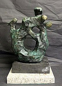 Patina Bronze Recast Sculpture After Jacques Lipchitz: Patina Bronze Recast Sculpture After Joan Miro. Limited Edition, Signed, size approx. 12 1/2 x 7 1/2 x 7 1/2 in.