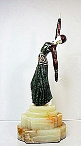 Signed Chiparus Bronze - Footsteps: Bearing the signature bronze art deco sculpture "Footsteps" by artist Chiparus. In our opinion a work from the artist’s model, originating in his circle and cast during his lifetime or shortly there