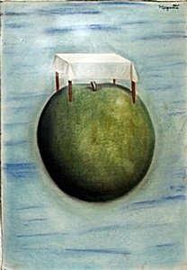 The Table - Pastel Drawing - Rene Magritte: Hand Signed, Pastel Drawing on Paper, Size Approx. 19 x 13 1/2 Inches