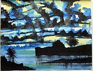 "Blue Dance" Original Oil Painting by William Verdult: Original, Oil Painting on Paper, Hand Signed by the artist, Size Approx. 22" x 28" in.