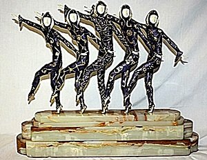 Chorus Line - Bronze Sculpture by Chiparus: In our opinion a work from the artist’s model, originating in his circle and cast during his lifetime or shortly thereafter, in the manner of Chiparus, bronze sculpture. This piece was inspired by t