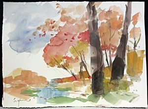 "Early Morning Rain" By Michael Schofield: Original, Watercolor Painting on Paper, Signed by the artist, Approximately 15" x 11" In.