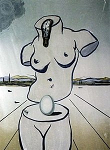 Lithograph "Birth of Venus" after Salvador Dali: Lithograph, Numbered, Hand Signed in the Manner of Salvador Dali, Approx. 30" x 22" In.