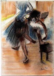 Pastel Painting on Paper by Edgar Degas: Hand Signed, Pastel Painting on Paper, Size Approx. 19" x 14" in.
