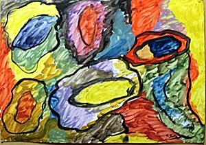 Oil Painting on Paper by Arshile Gorky: Oil Painting on Paper, Hand Signed by the artist, Size Approx. 14" x 20" in.